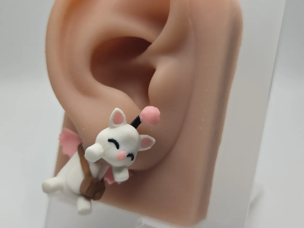 Final Fantasy Moogle Earring with Hanging Body