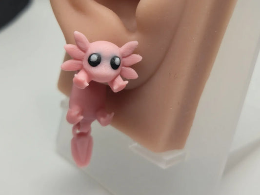 Animal Axolotl Jumper Earrings with Articulated Tail