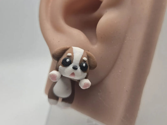 Animal Bulldog Earring with Hanging Body