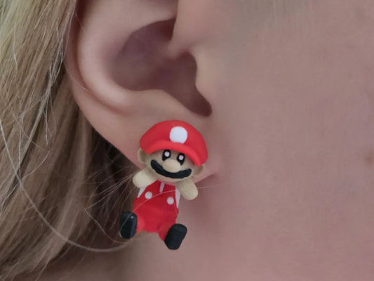 Super Mario Mario Earrings with Hanging Body