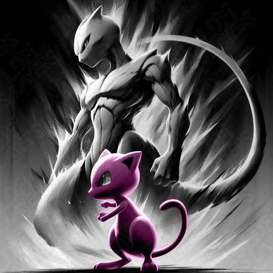 Pokémon Mew and Mewtwo HueForge