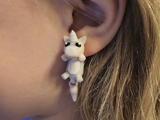 Animal Unicorn Earrings with Articulated Tail